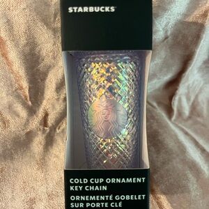 Starbucks Holiday 2022 White iridescent Cold Cup Ornament Key Chain